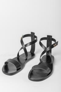 Ulysses by Dimissianos & Miller Crossed-over Ankle Strap Leather Sandals