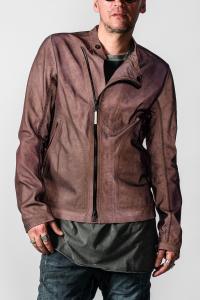 Isaac Sellam Reflective Copper Bonded Leather Asymmetric Biker Jacket