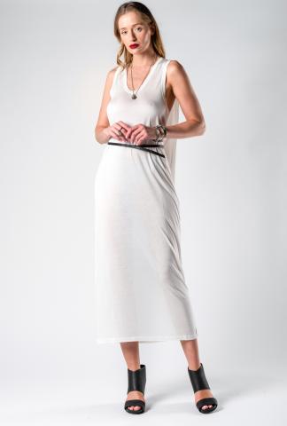 Isabel Benenato Pleated Dress with Leather Belt