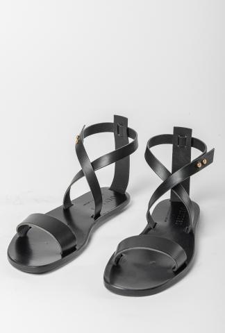 Ulysses by Dimissianos & Miller Crossed-over Ankle Strap Leather Sandals
