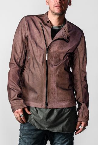 Isaac Sellam Reflective Copper Bonded Leather Asymmetric Biker Jacket