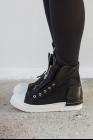 CA by Cinzia Araia Double Zipped Nylon High-top Sneakers with Leather Heel