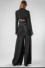 Alessandra Marchi Tonal Striped Exposed Zipper Wide Trousers