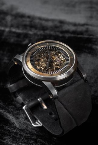 FOB PARIS Rehab 413 Exposed Skeleton Watch with Suede Calf Leather Strap