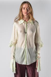 Phaédo Studios Silk Blend Elongated Draped Sleeve Button-up Shirt