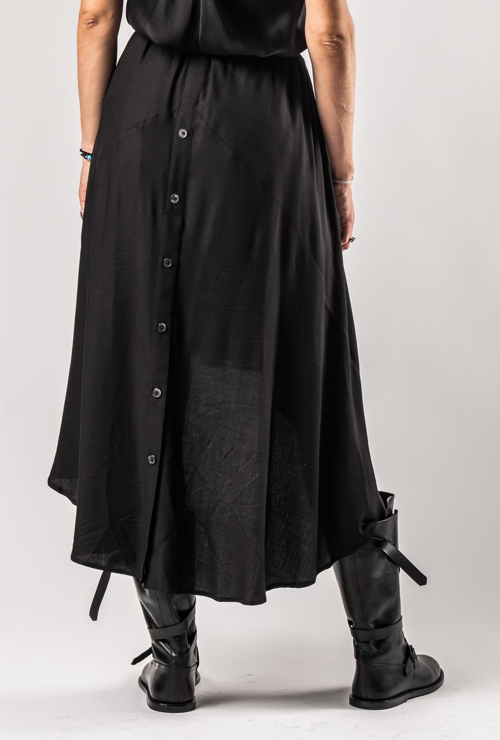 Ann Demeulemeester Open Front Skirt (Infinity Black) | Elixirgallery