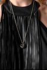 Theodora Bak Pinch Draped Leather Fringes Dress