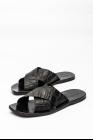 Ulysses by Dimissianos & Miller Crossed Embossed Crocodile Effect Leather Sandals