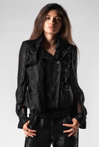 Ann Demeulemeester Double Button Lace Jacket (Ignote Black)