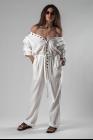 Ann Demeulemeester Belted, Buttoned Loose Jumpsuit (Isle Off-white)