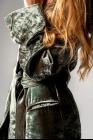 Ann Demeulemeester Iridescent Velvet Shawl Collar Coat with Belt