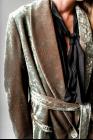 Ann Demeulemeester Iridescent Velvet Shawl Collar Coat with Belt