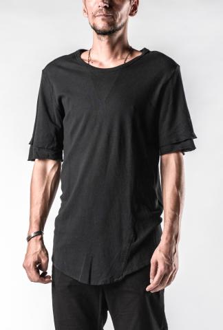 Lost&Found Curved Hem Double Layered Sleeve Short Sleeve T-shirt
