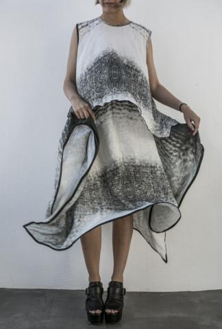 Barbara Bologna Fish Print Metal Tube 3D Skirt