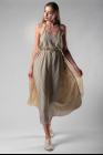 A Tentative Atelier Sontag Semi Pleated Silk Striped Dress