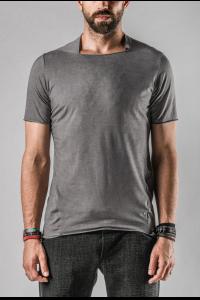 M.A+ Unevenly Cut Square Neck Short Sleeve T-shirt (8cm Elongated)