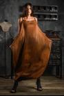 AtelierSeptem Textured Silk Rust Dress with Belt