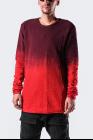 D.HYGEN Gradient Red Textured Layered Hem Long Sleeve T-shirt