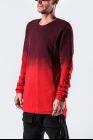 D.HYGEN Gradient Red Textured Layered Hem Long Sleeve T-shirt