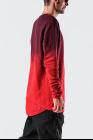 D.HYGEN Gradient Red Textured Layered Hem Long Sleeve T-shirt