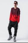 D.HYGEN Gradient Red Textured Layered Hem Long Sleeve T-shirt