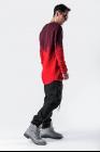 D.HYGEN Gradient Red Textured Layered Hem Long Sleeve T-shirt