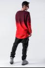 D.HYGEN Gradient Red Textured Layered Hem Long Sleeve T-shirt