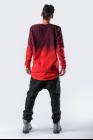 D.HYGEN Gradient Red Textured Layered Hem Long Sleeve T-shirt