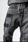 D.HYGEN ELIXIR EXCLUSIVE: Damaged Repair Curve Tapered Drop Crotch Denim Pants Modified design