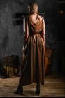 Atelier Septem Textured Silk Rust Dress with Belt