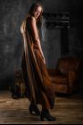 Atelier Septem Textured Silk Rust Dress with Belt