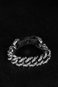 Ugo Cacciatori BR101 Leather Closure Sterling Silver Leaves Bracelet