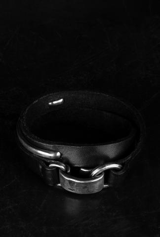 Werkstatt Munchen M2611 Sterling Silver & Leather Bracelet Hammered Bow