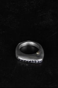 Rosa Maria Sterling Silver Organic Shape Ring with Black Diamond Top Set