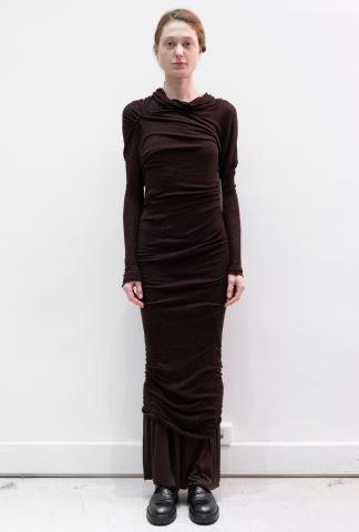 Marc Le Bihan Asymmetric Draped Mock Neck Long Dress