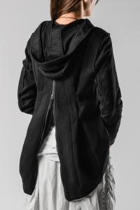 Rundholz Textured Uneven Back-zip Hooded Jacket