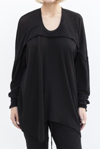 Lost&Found Draped Front Panel Long Sleeve T-shirt
