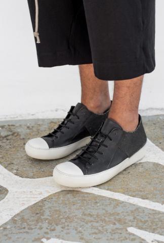 Lost&Found Leather and Linen Low-top Sneakers