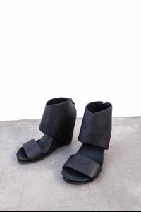 Peter Non Full Grain Calf Leather Back-zip Wedge Sandals