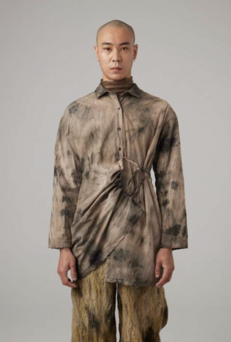 Chia_Hung Su Tie Dyed Asymmetrical Strapping Shirt