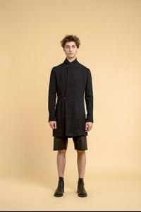 MA+ vertical pockets fitted long jacket, unlined