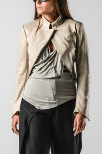 Alessandra Marchi Cropped Curved Leather Jacket