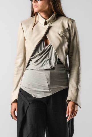 Alessandra Marchi Cropped Curved Leather Jacket