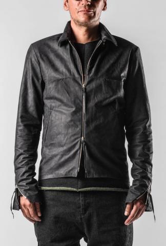 MA+ J214DZHZ Detachable hood Leather Jacket