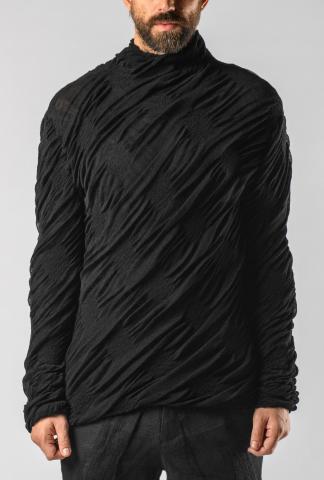 Issey Fujita Double-layered Knitted Turtleneck Sweater