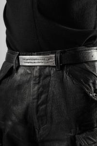 JULIUS_7 Text Buckle Textured Leather Belt