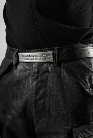 JULIUS_7 Text Buckle Textured Leather Belt