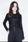 Isabel Benenato Fitted Blistered Stretch Lamb Leather Collarless Jacket