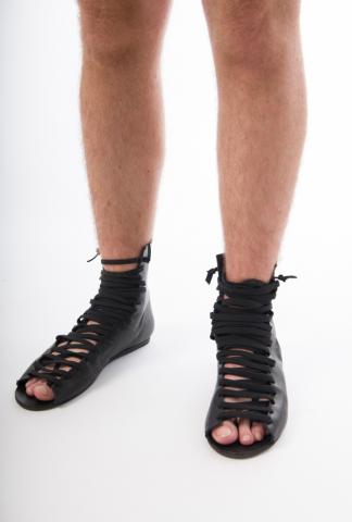 Nostrasantissima Stretch Lace Back-zip Sandals