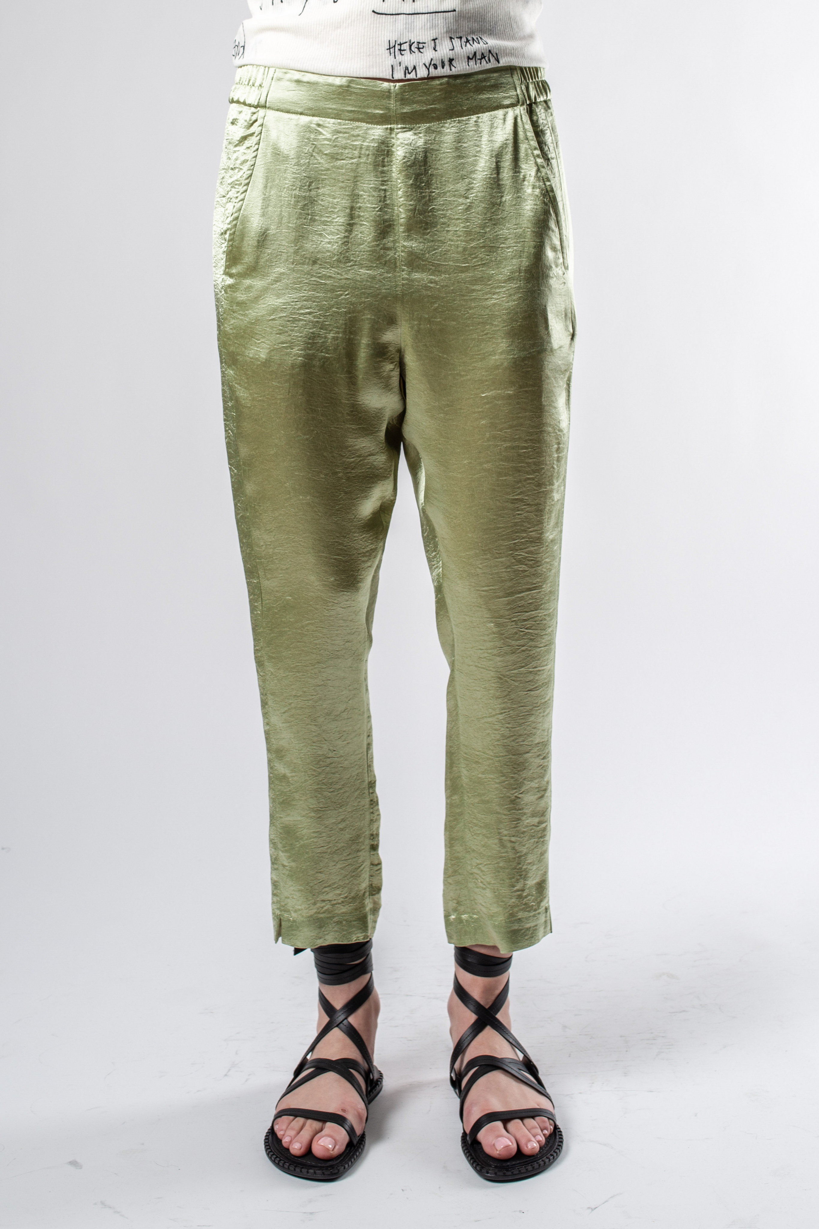 Ann Demeulemeester Slim Cropped Elastic waist Pants (Lambeth/Sage